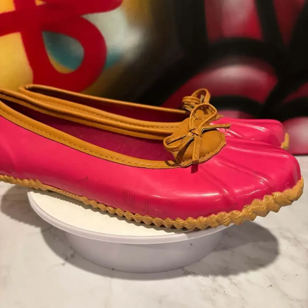 London Fog Webster Pink Duck Skimmer Ballet Flats Rain Shoes